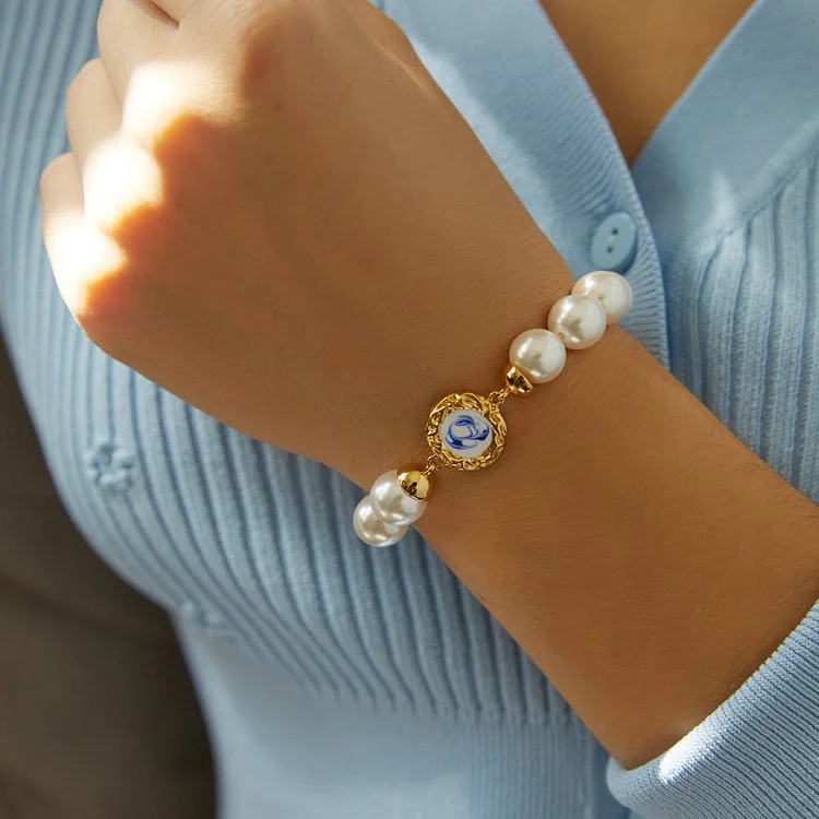 Hand-made Blue and White Porcelain Bracelet