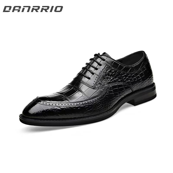 DANRRIO Business Formal Crocodile Pattern Genuine Leather Fashionable Wedding Shoes DANRRIO.COM DANRRIO