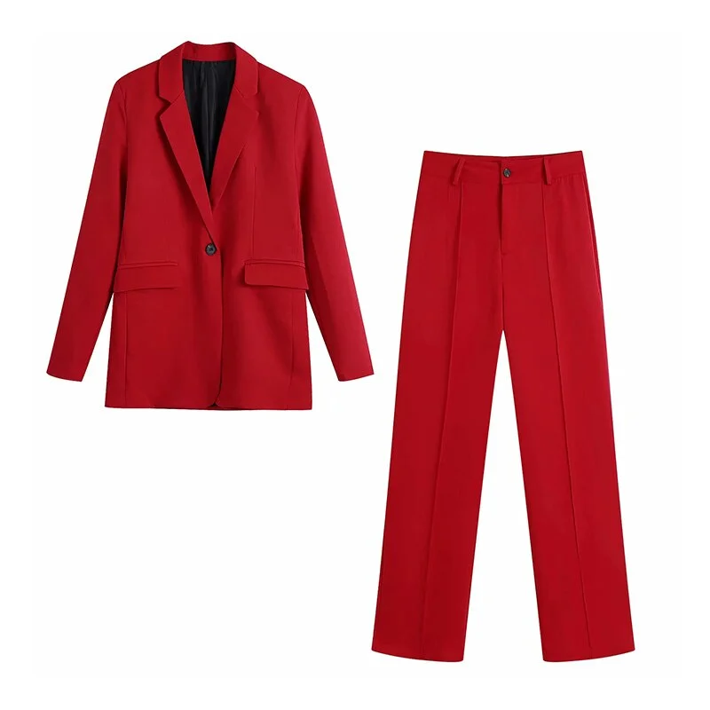 Za Women's Suit Vintage Trouser Suits Female Sets Woman 2 Pieces Pantsuit Women's Office Suit Elegant Formal Blazers Pants Sets