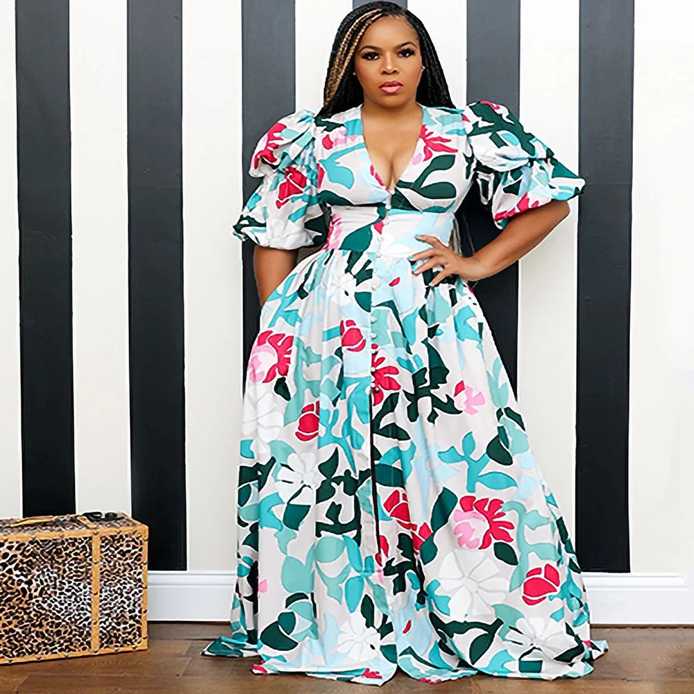 Uveng Uveng 2025 New Women's Beach Dress Body Swings Four-Sided Bullet-Printed Long Dress