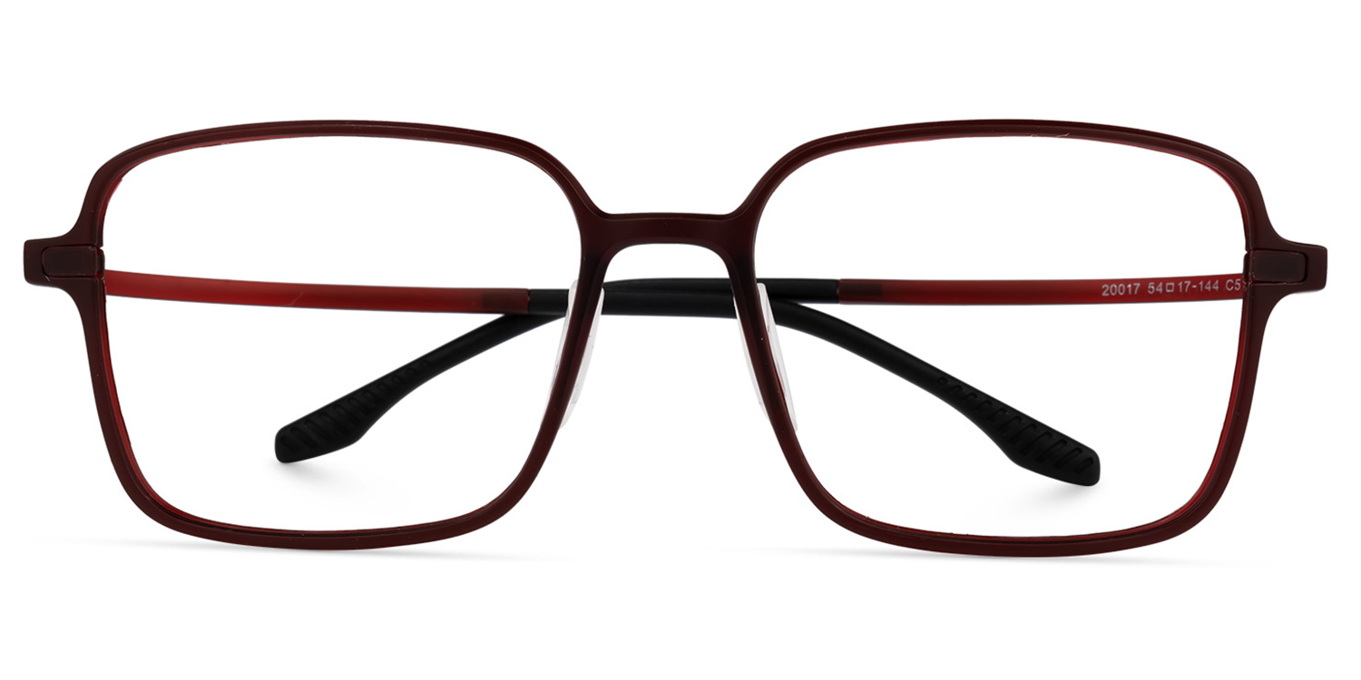 Quentrell Dunkelrot Quadratisch Brille Dunkelrot
