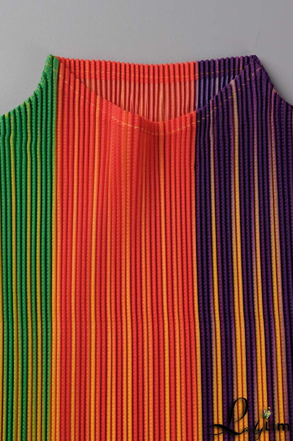 Apricot Casual Elegant Gradual Change Print Patchwork Fold O Neck Short Sleeve Two Pieces