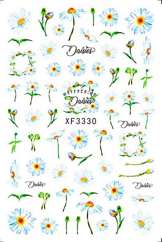 Elegant Daisy Autumn Leaves Nails Art Manicure Back Glue Decal Decorations Design Nail Sticker for Nails Beauty