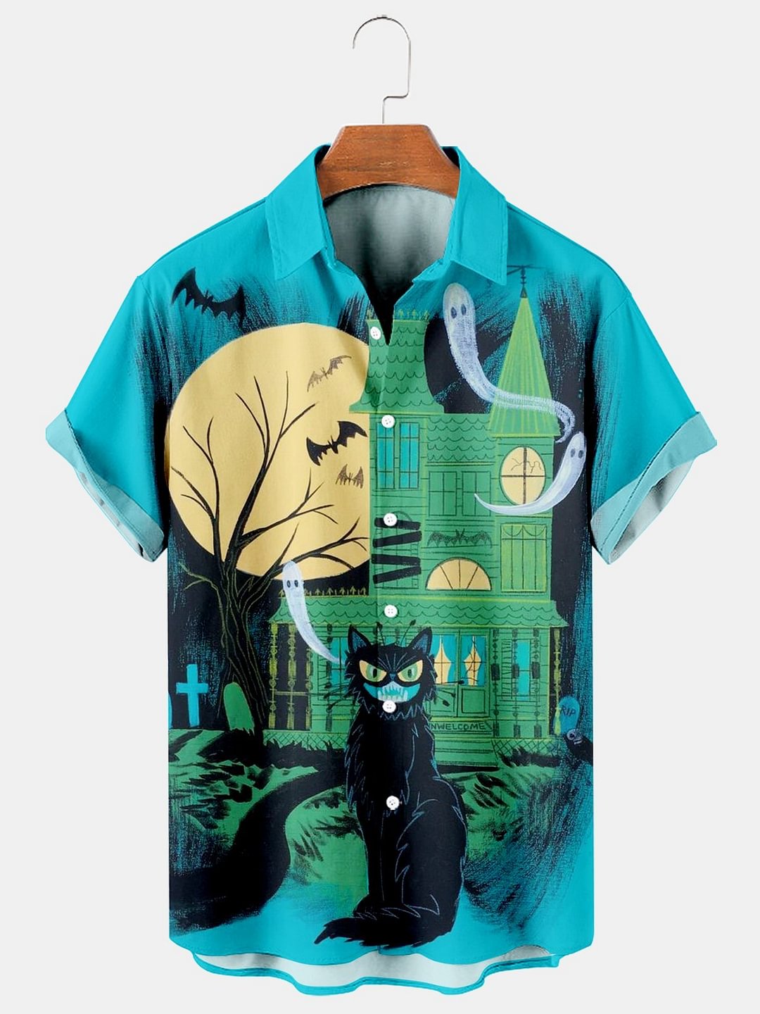 Halloween Casual Loose Men's Plus Size Short-Sleeved Shirt