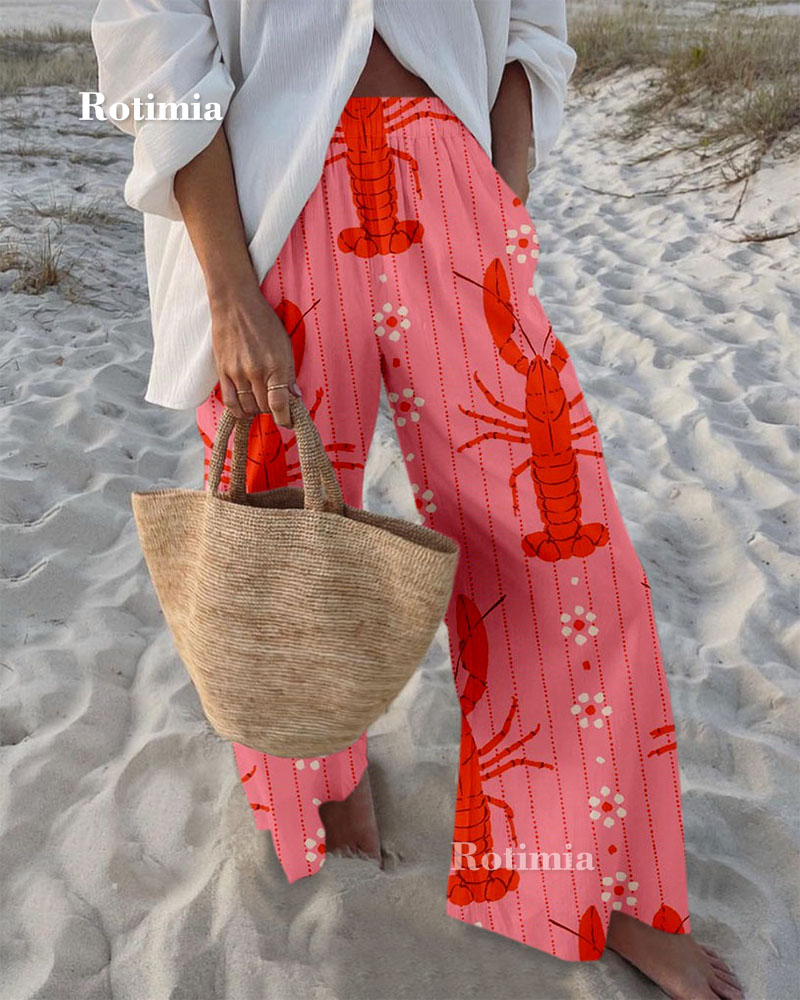 Rotimia Stylish Lobster Printed Casual Pants