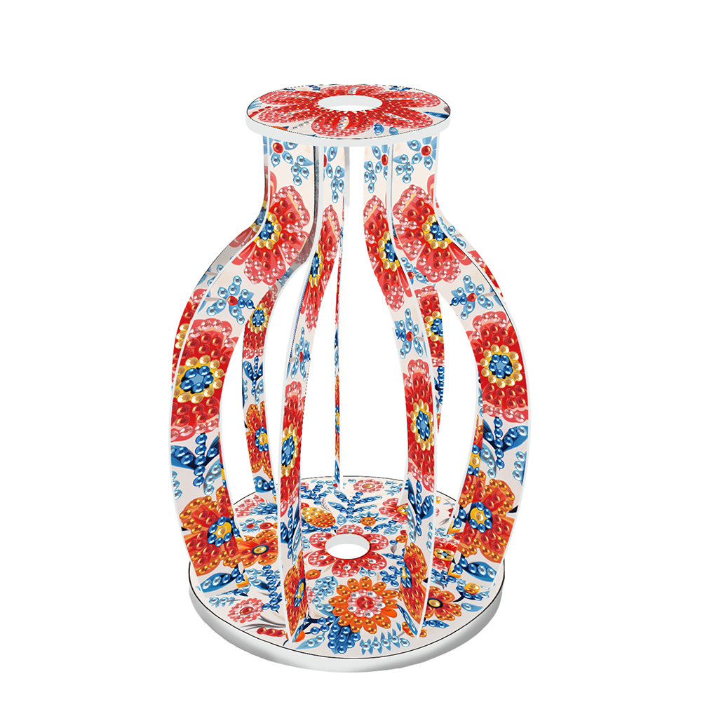 Acrylic Wood Pattern 5D DIY Diamond Painting Flower Vase for Home Office Decor