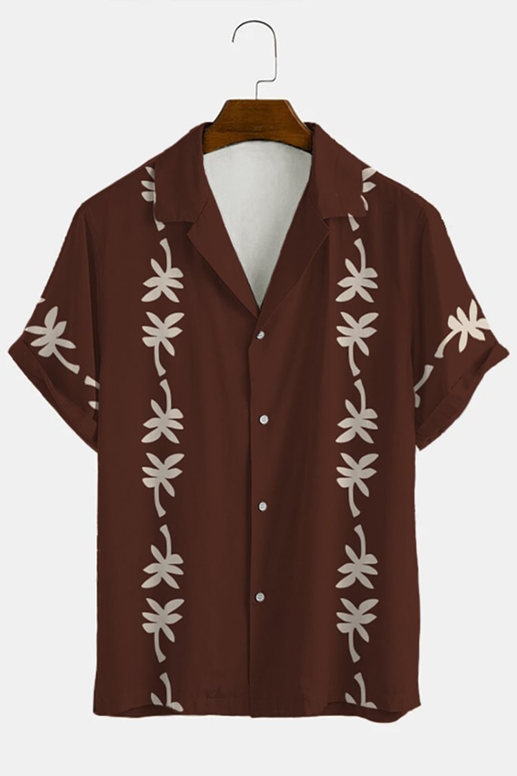 Brown Printed Short Sleeve Shirt