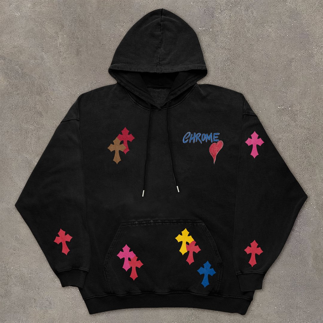 Vintage Cross Casual Fashion Long Sleeve Hoodie