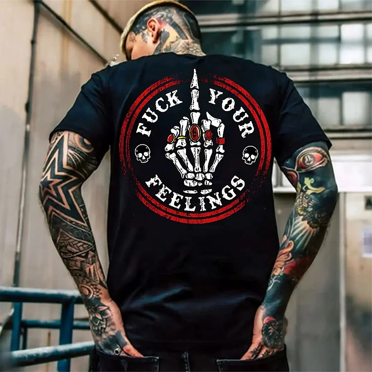 F*CK YOUR FEELINGS Bone Hand Print Men's T-Shirt, Gen X Custom Year Of Birth T shirt, Cotton Tee Shirt