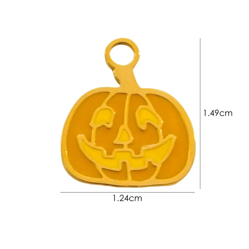 1 Piece 10*14.8mm 8.3*14.8mm 9.1*15.2mm 304 Stainless Steel 14K Gold Plated Pumpkin Skull Grimace Pendant Jewelry Accessories