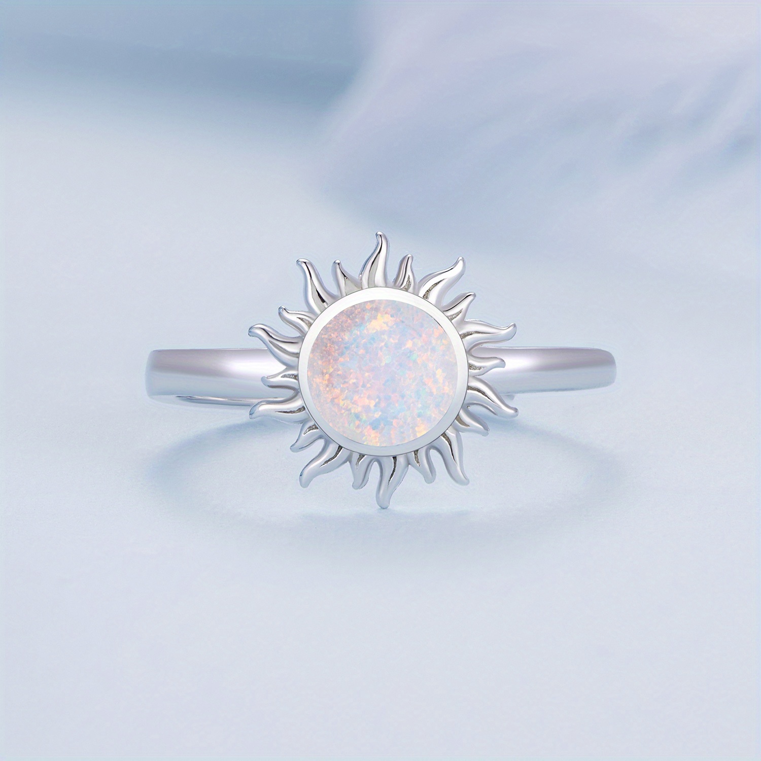 925 Sterling Silver Ring Plated Trendy Sun Design