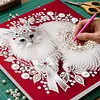 Kit de peinture en perles en forme sp&eacute;ciale pour un chat bricolage en forme de diamant avec cadre cadeau 25x25cm