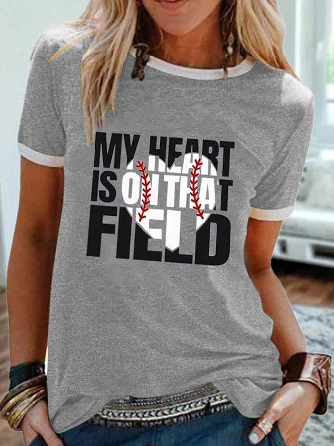 Baseball My Heart Colorblock Short Sleeve T-Shirt