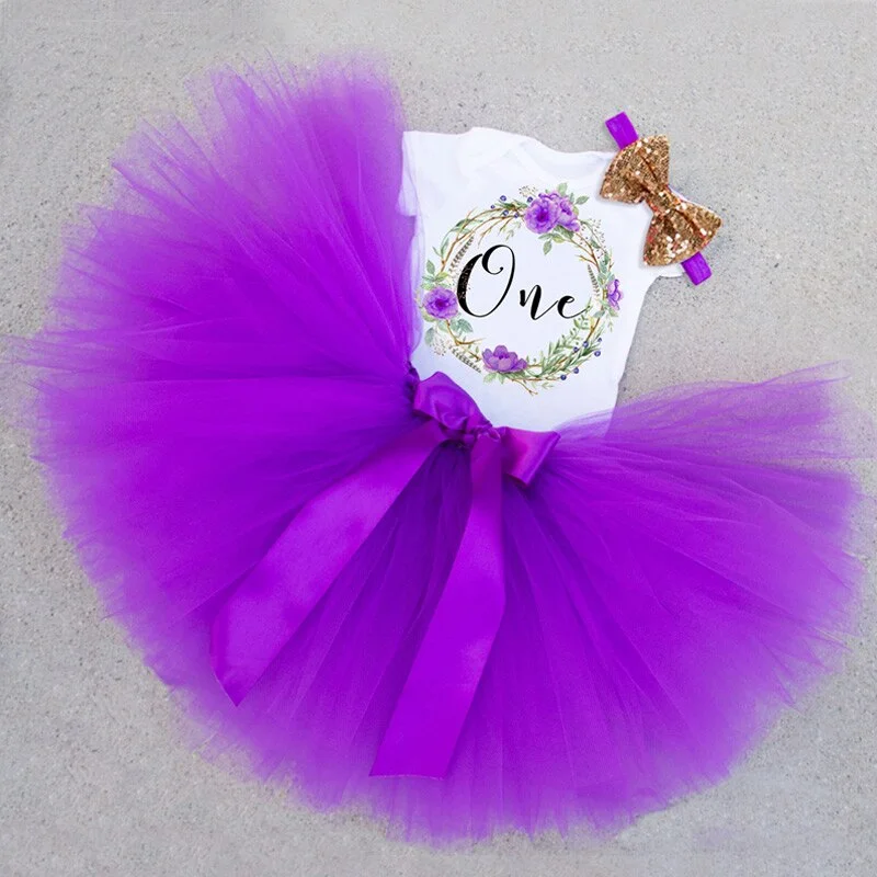 New Cotton Baby Girl First 1st Birthday Party Tutu Dresses for Vestidos Infantil Princess Clothes 1 Year Girls Children's Wear