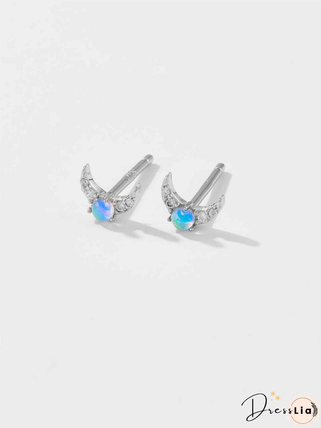 925 Sterling Silver Inlaid Zircon Moon Earrings
