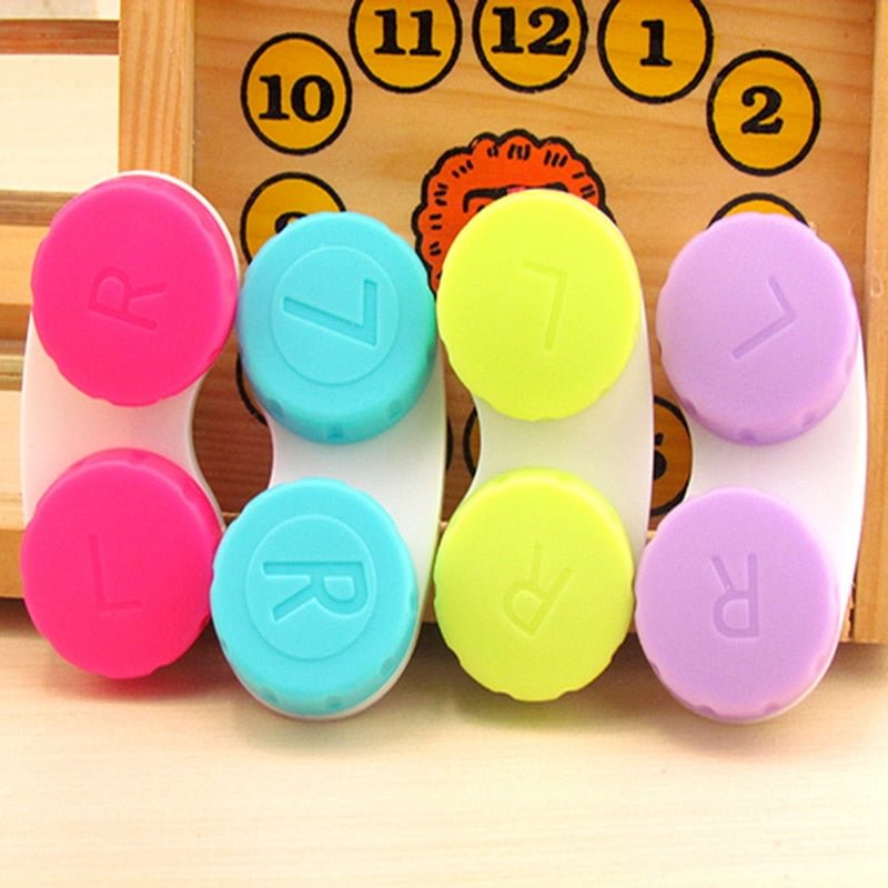 1Pcs Lot Colored Contact Lenses Case Contact Lens Case for Eyes Contacts Travel Kit Holder Lens Container Mini Round Candy Color