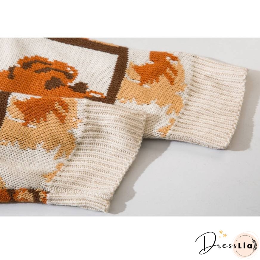 Lovely Tiger Stitching Sweater