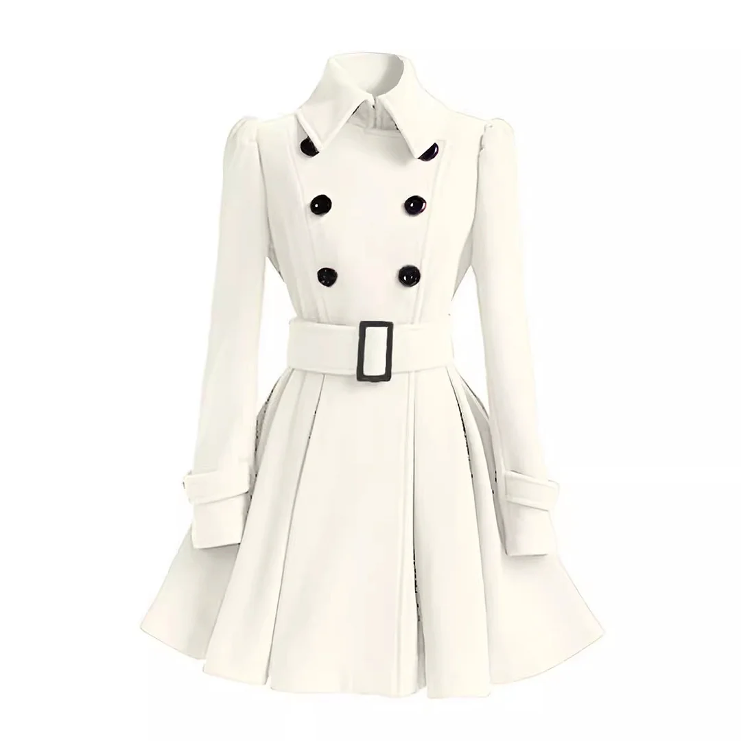 Nigikala Nigikala And Winter New Repair Lotus Leaf Side Of The Women's Hair Coat Belt Buckle Style This Coat Coat Wind Coat