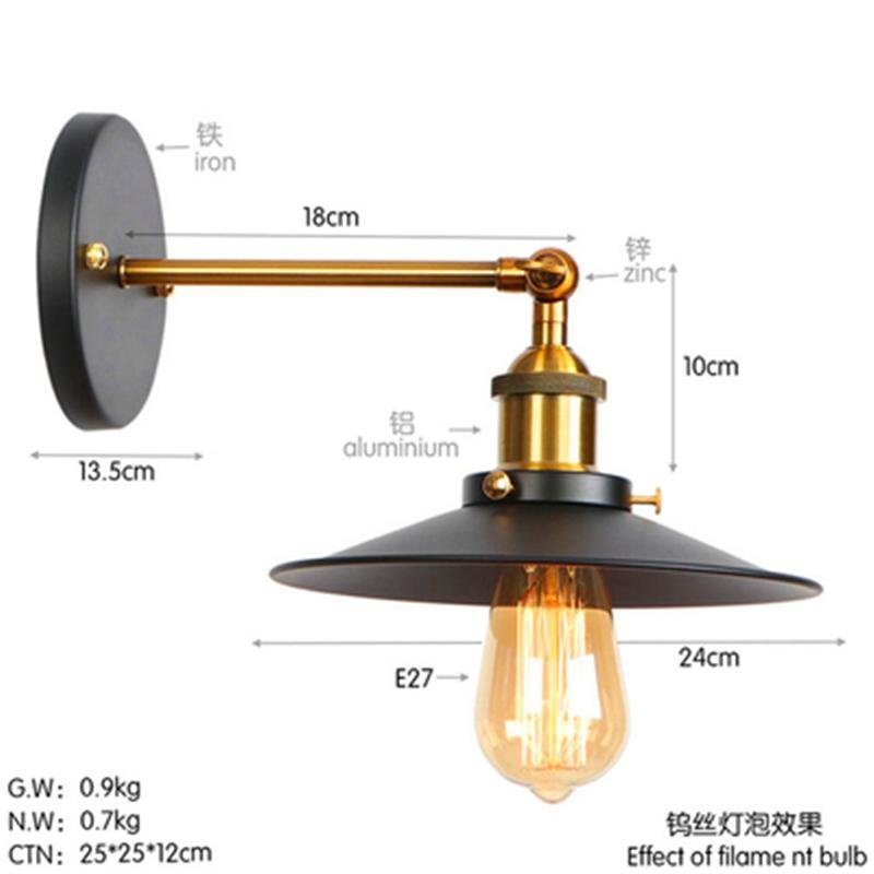 American Wall Light Vintage Iron Loft Study Foyer Dining Room Wandlamp Retro Bedroom Deco Bedside Led Indoor Wall Lamp Luminaire
