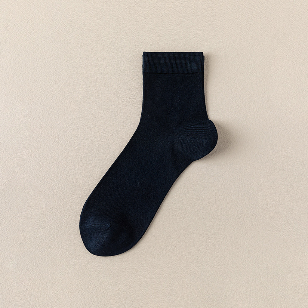 Simple Solid Color Mid-Calf Socks For Business Men REAL SILK LIFE