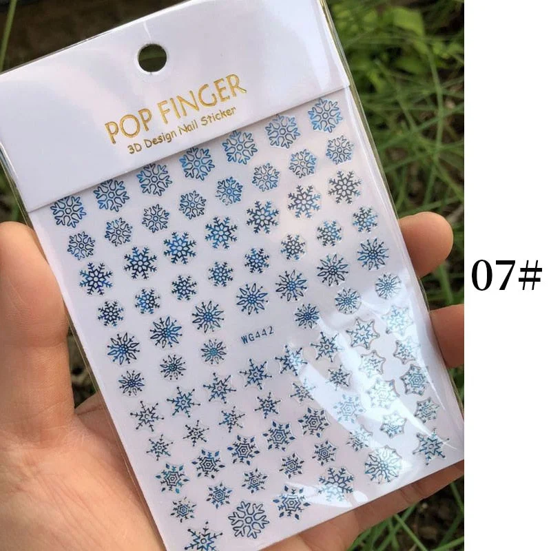 1 Sheet New Roman English Alphabet Number 3D Nail Stickers Christmas Animals iridescent Gold Silver Word Small Letters Nail