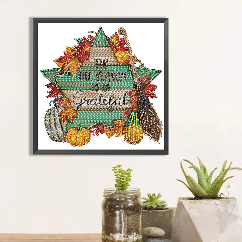 Diamond Painting - Partial Special Shaped Drill - Fall Pentagram(Canvas|30*30cm)