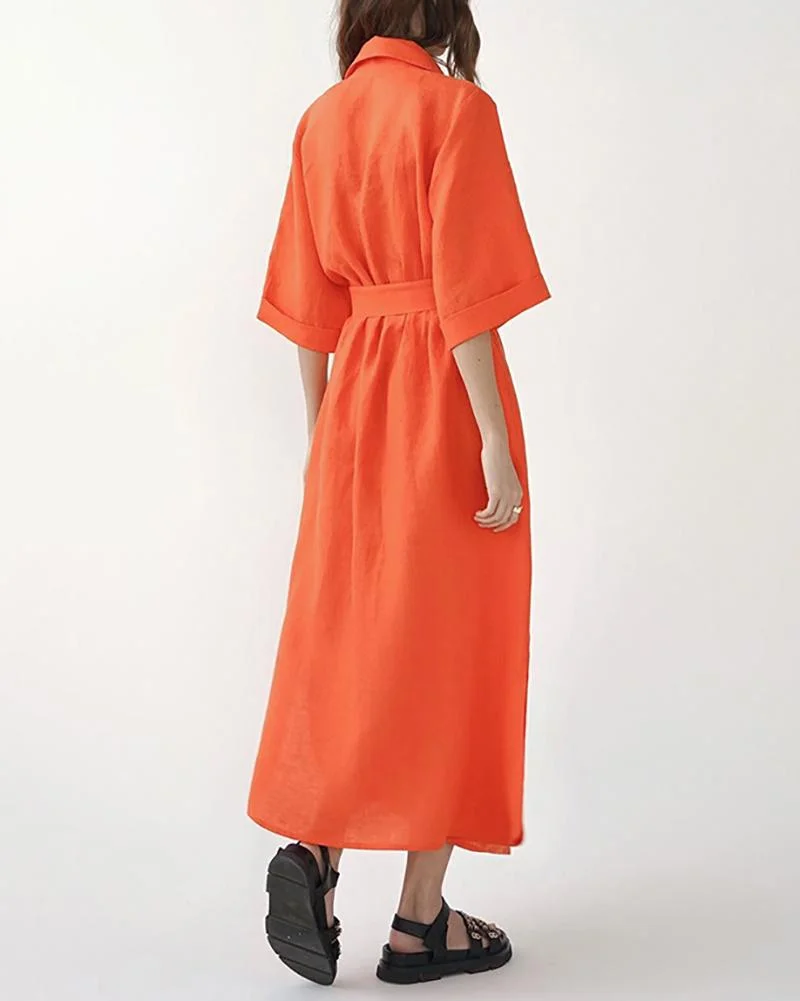 Sleek Lapel A-Line Dress