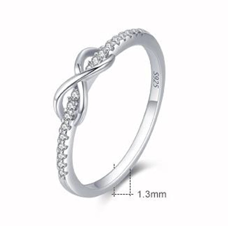 925 Sterling Silver Zircon Infinity Rings