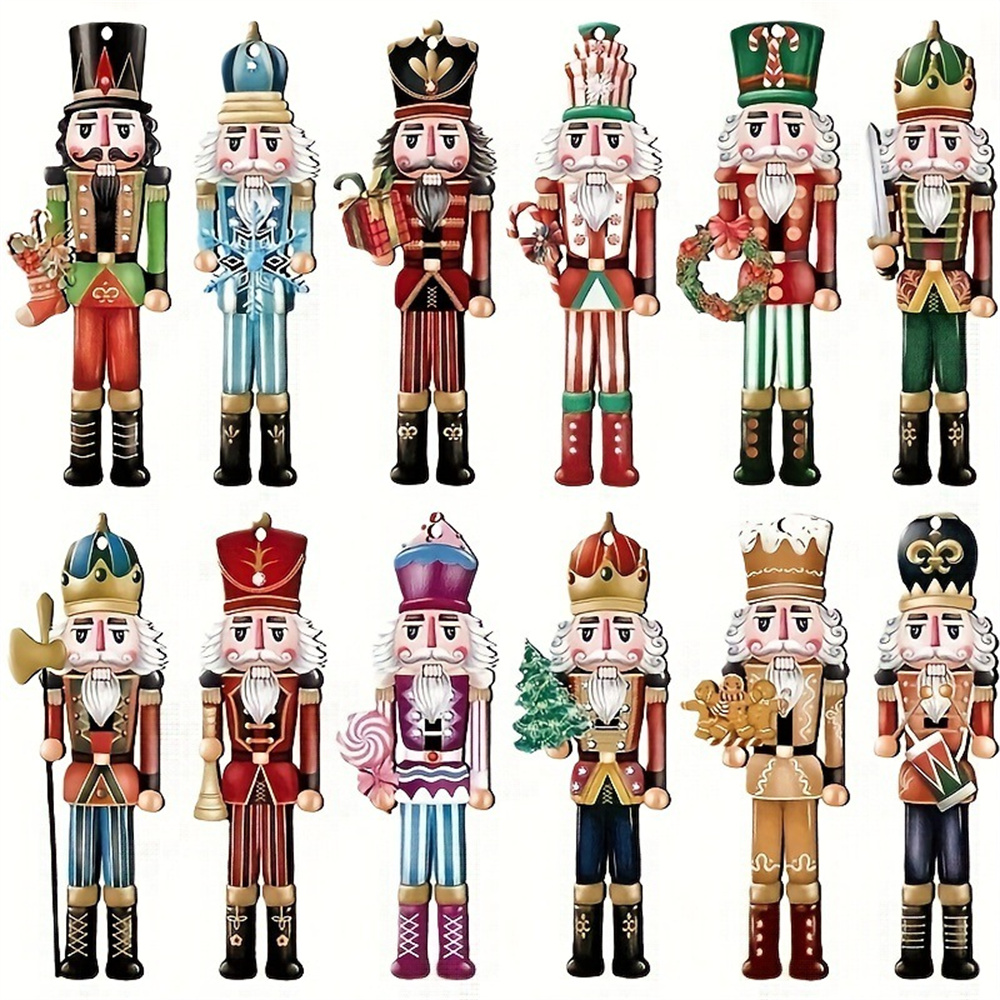 Tegooe Set of 12 Hand-Painted Wooden Nutcracker Soldier Ornaments