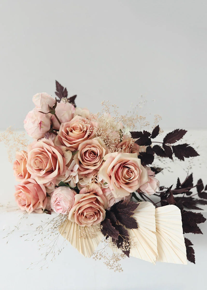 Natural Touch Faux Ruffle Rose Spray in Sugar Pink - 21"