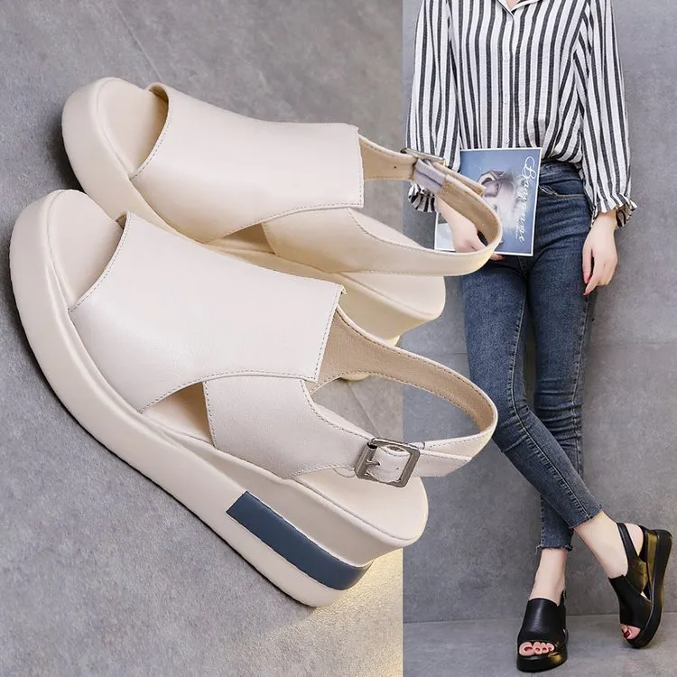 Breakj Breakj Cake Thick Bottom Heel Shoes Women Wear 2025 After The Empty Word Buckle Cool Slippers Large Size High Heel Sandals Women