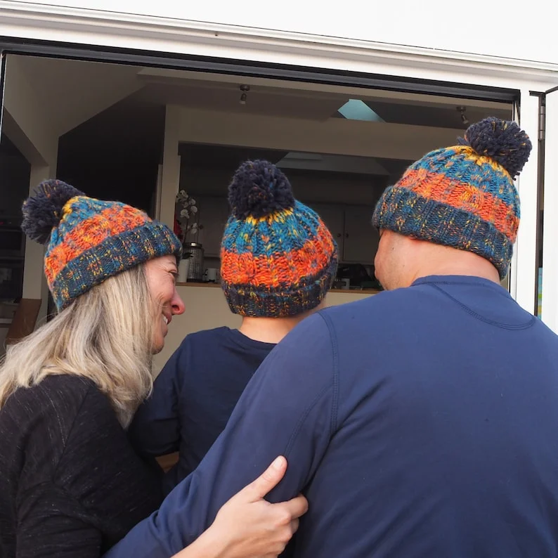 Chunky Beanie with PomPom for Family Matching Cozy Kids Beanie Family Valentines Gift mom