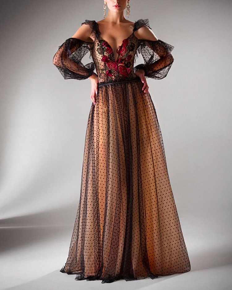 Women's Embroidery Mesh Dress