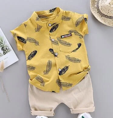 Boys Clothes Baby Summer Letter Shirt Set Print Short Sleeve Shirt + Pants for Infant Toddler Boy 2 PCS Outwear 1 2 3 4 Years