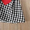 Baby Kid Girls Valentine Ruffle Dress Heart Plaid Skirts 2pcs