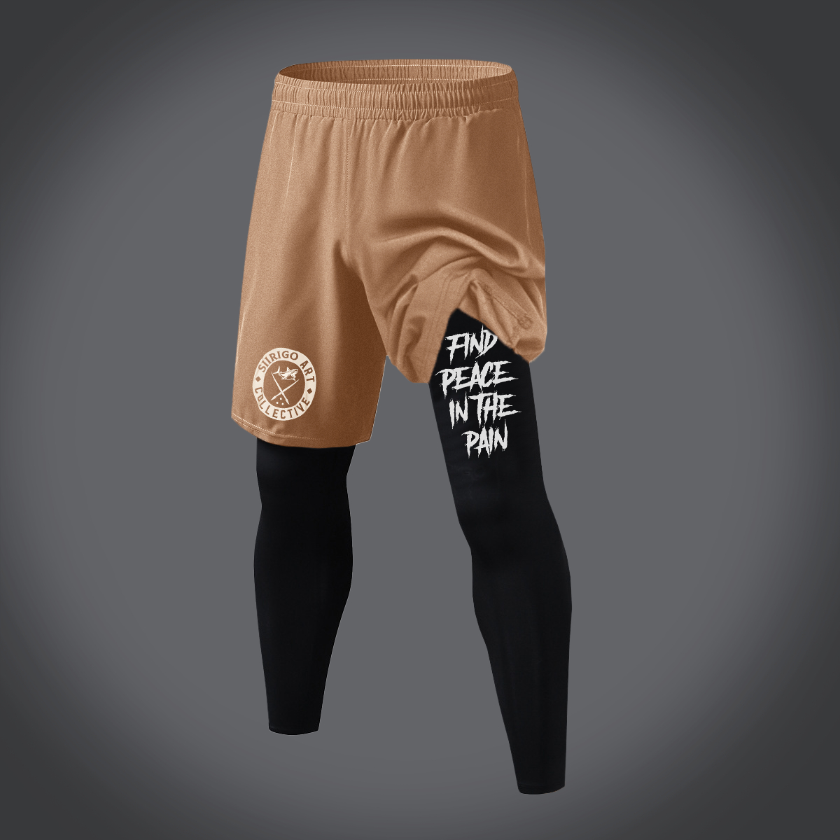 FIND PEACE IN THE PAIN Graphic Print 2 in 1 Gym Workout With Leggings