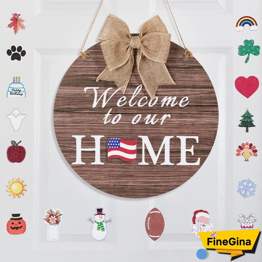 Welcome To Our HOME - Interchangeable Wooden Sign