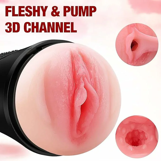 Classic Male Masturbator Sexual Stimulation Electric Masturbation Sex Toy, Realistic Texture with Vibrating Vagina