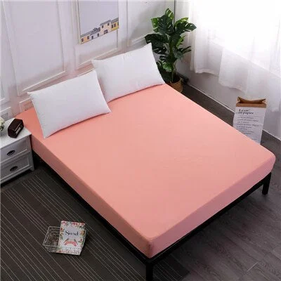 Solid Fitted Sheet With Elastic Band White Waterproof Bed Sheet Mattress Covers Bedsheet Queen Size Bed Sheets Set Hot Bed Linen