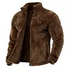 Men's Outdoor Retro Western Style Double-Sided Fleece Stand Collar Cardigan Jacket Thickened Coat by Inlyline
