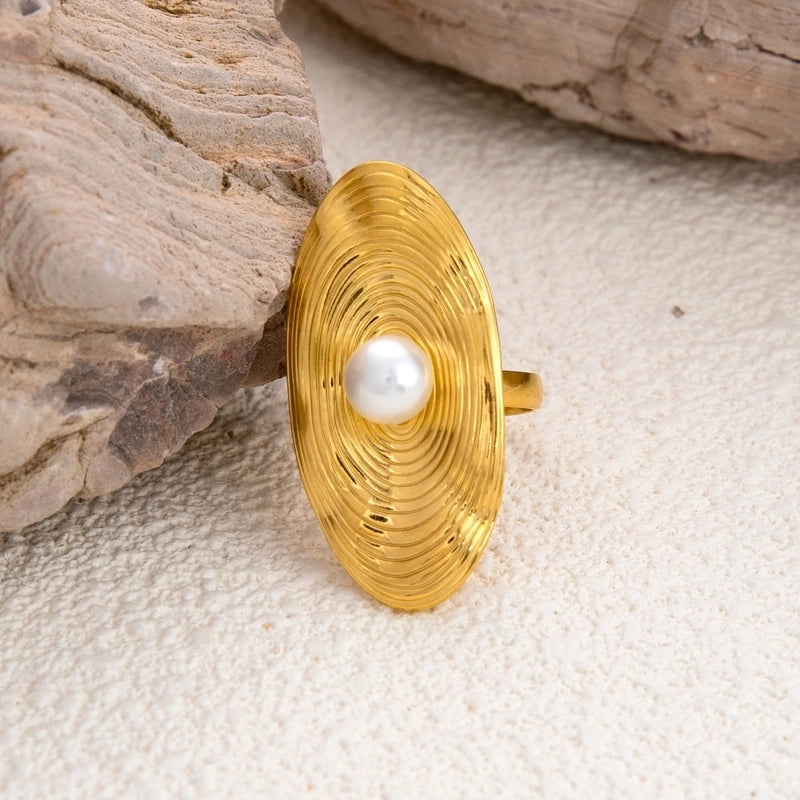 Vintage Style French Style Geometric Flower 304 Stainless Steel Open Rings