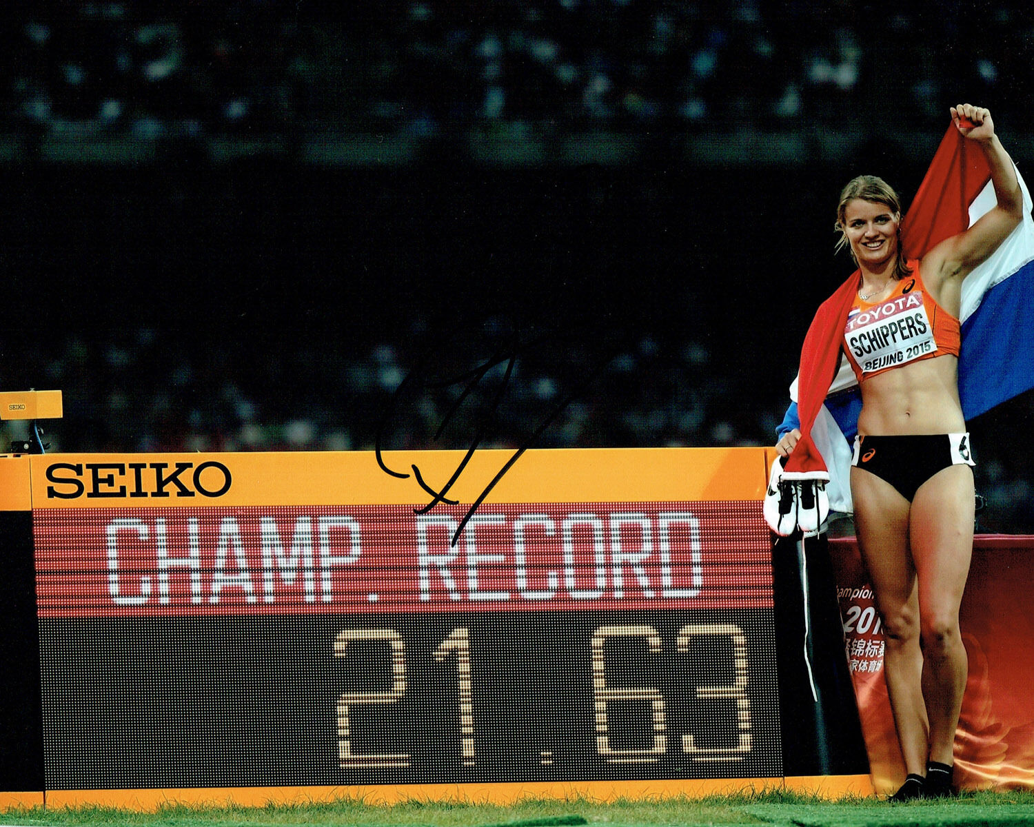 Dafne SCHIPPERS Autograph Signed Photo Poster painting AFTAL COA Beijing Olympics Heptathlon