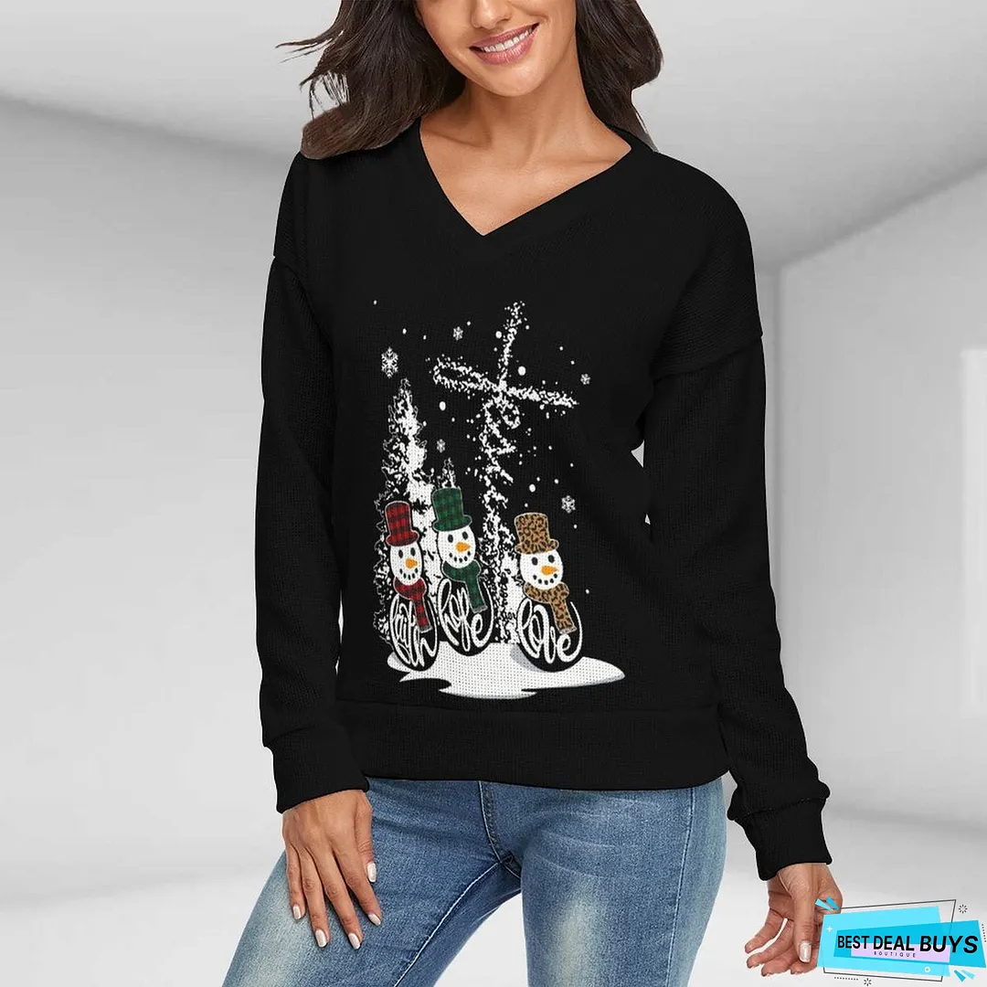 Christmas Top   Printed Casual Long Sleeve Top