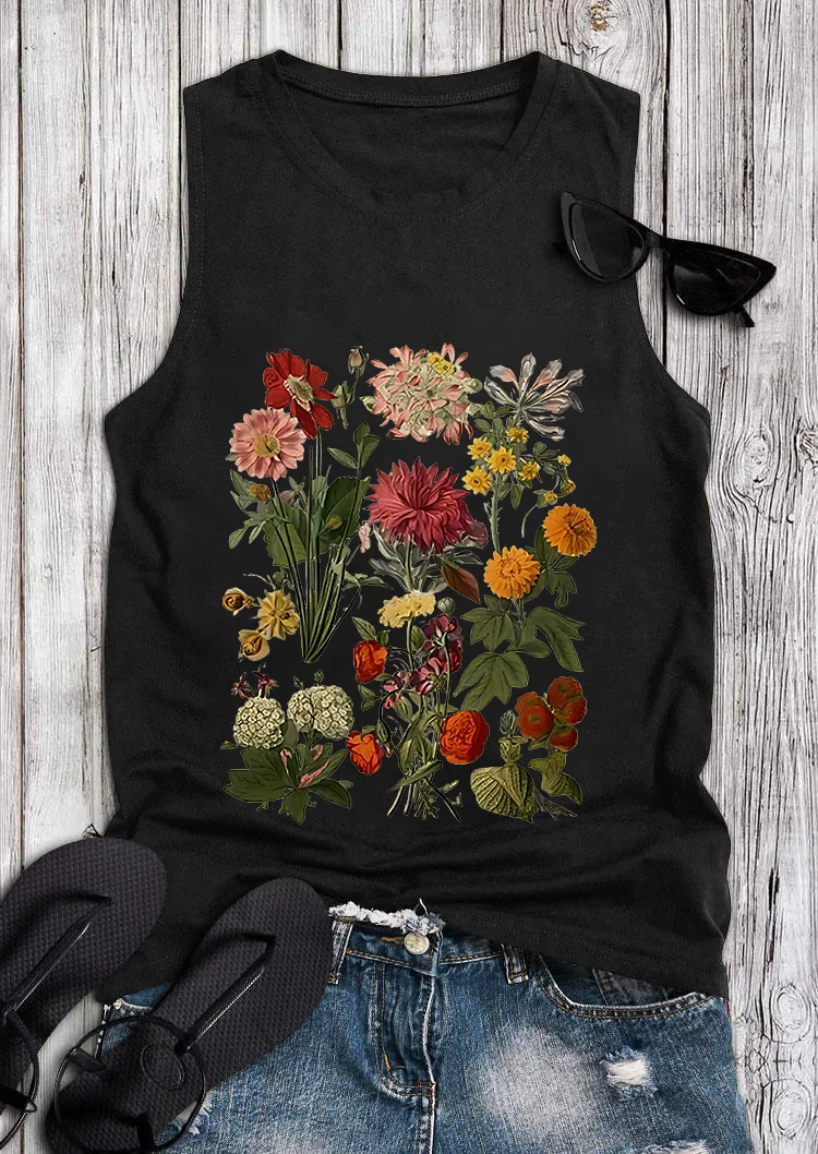 Vintage Flowers Printed Women's Vest