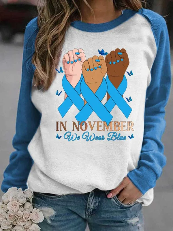 In November We Wear Blue Diabetes Awareness Sweatshirt