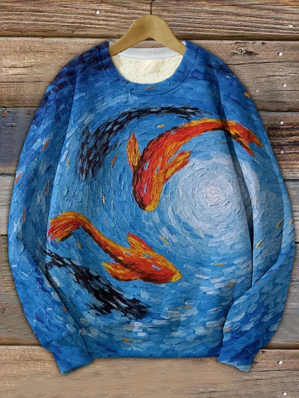 Men's Goldfish Graphic Art Painting Print Casual Sweatshirt