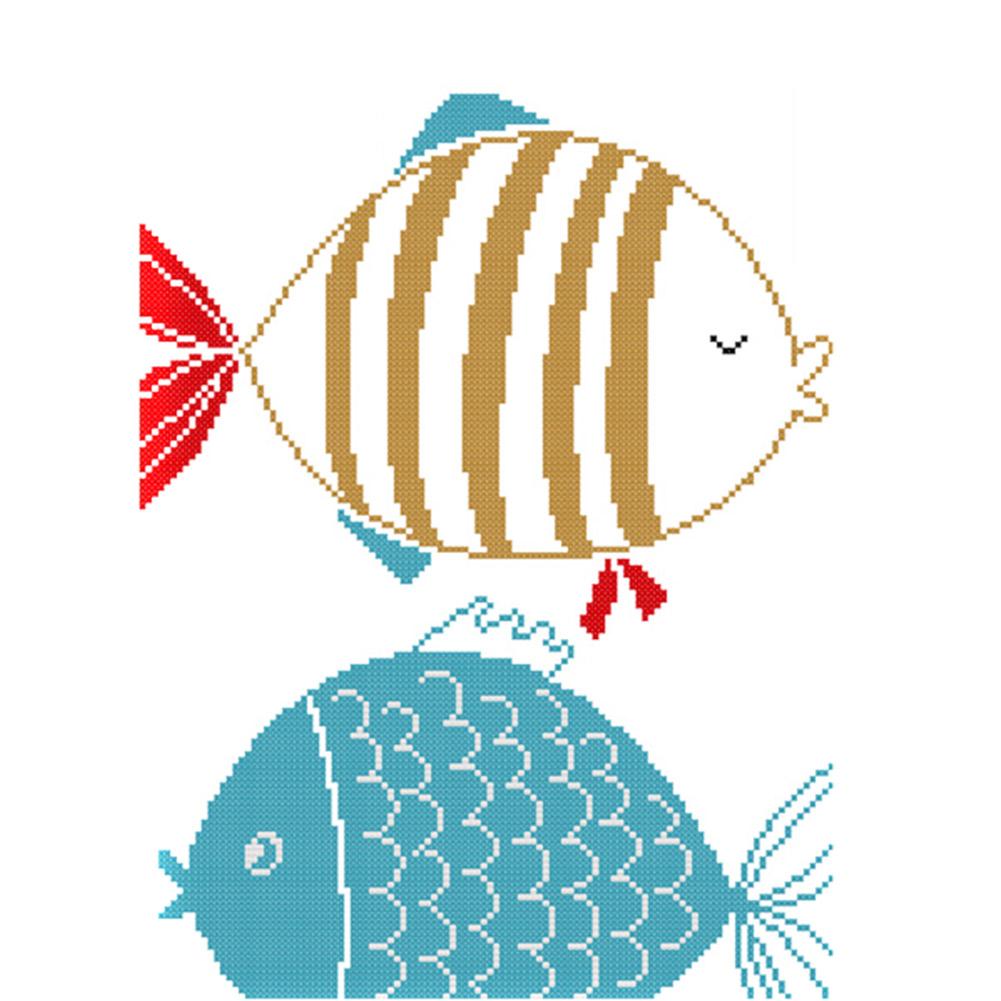 

Cute Fish - 11CT Stamped Cross Stitch - 42*32CM, 501 Original