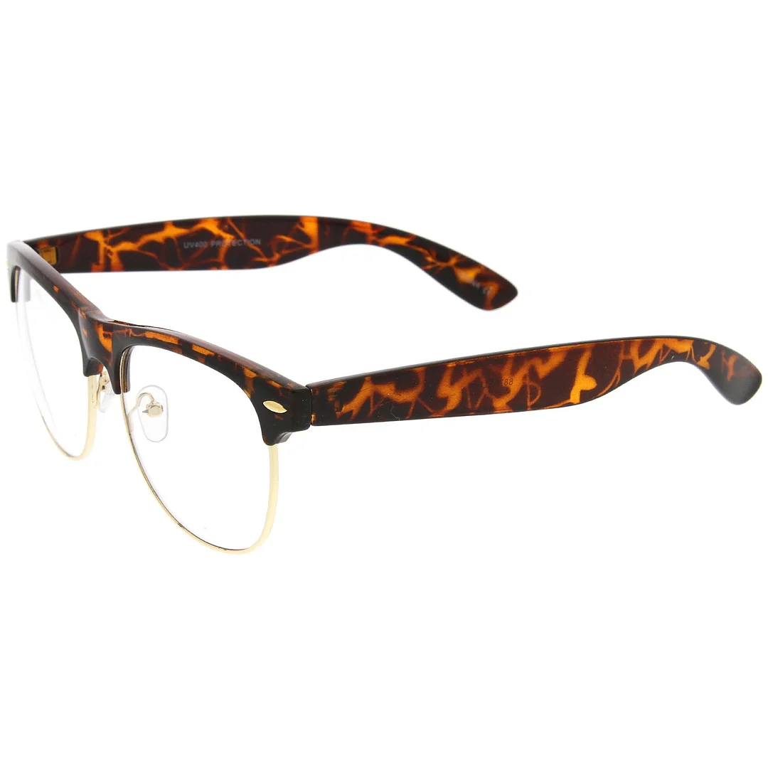 Classic Horn Rimmed Clear Lens Half Frame Glasses 56mm