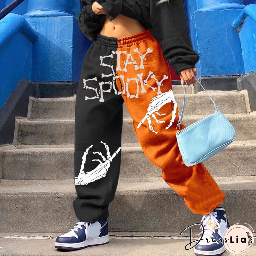 Halloween print Loose fitness track pants