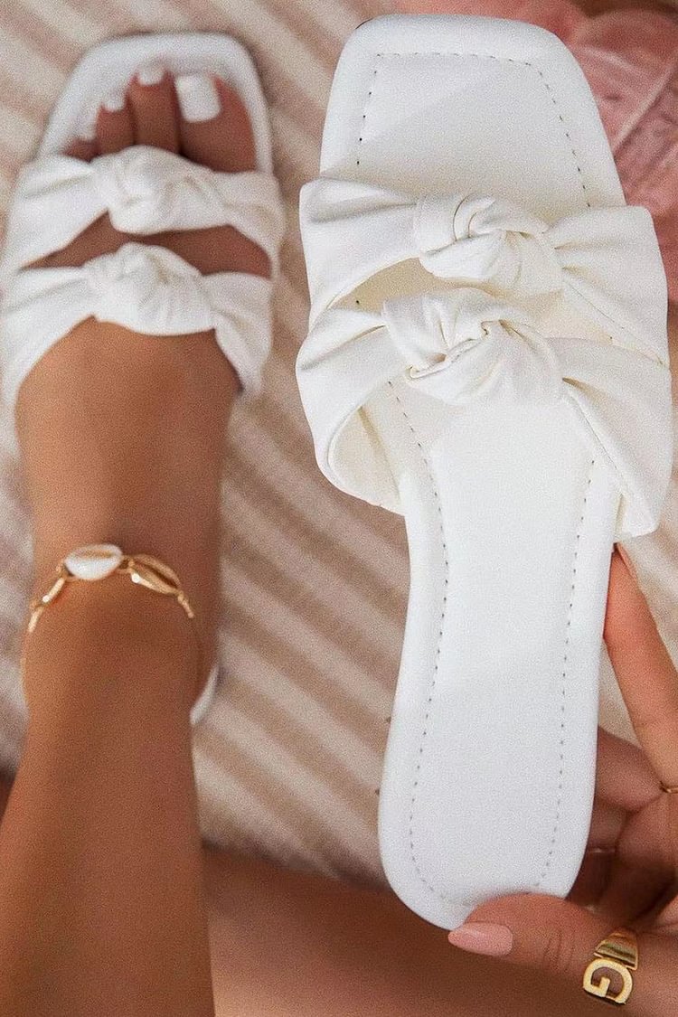 Daily Hollow Out Bow Beach Slippers Shoes
